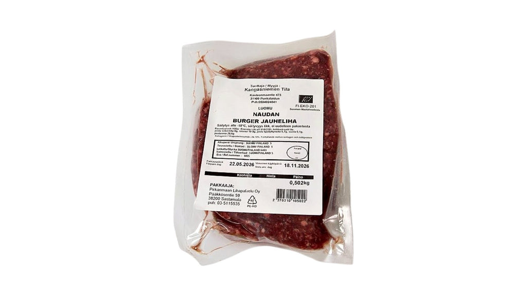 Kangasniemen Tila Luomu naudan burger-jauheliha n. 500 g (pakaste)