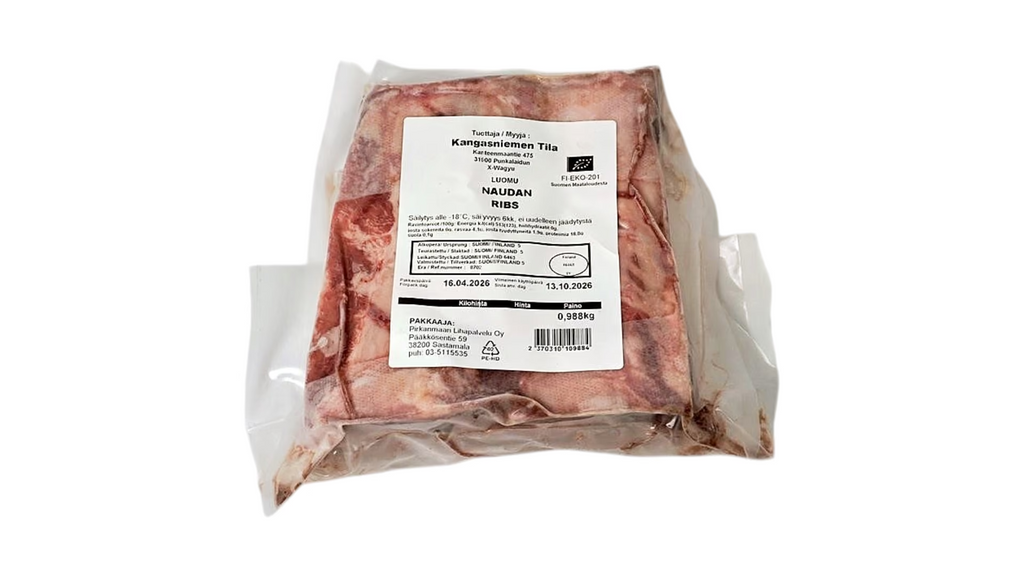Kangasniemen Tila Luomu naudan ribs 988 g (pakaste)